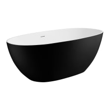 60" Free Standing Resin Tub with Center Drain, Drain Assembly, and Overflow
