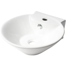 16-3/8" Oval Porcelain Wall Mounted Bathroom Sink with Overflow and 1 Faucet Holes at 0" Centers