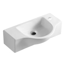 17-3/4" Rectangular Vitreous China Wall Mounted Bathroom Sink with 1 Faucet Hole