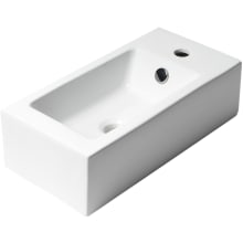 19-3/4" Rectangular Porcelain Wall Mounted Bathroom Sink with Overflow and 1 Faucet Holes at 0" Centers