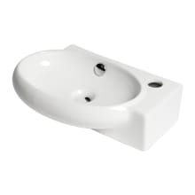16-3/4" Oval Vitreous China Wall Mounted Bathroom Sink with Overflow and 1 Faucet Hole