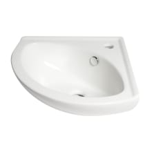 22" Oval Vitreous China Wall Mounted Bathroom Sink with Overflow and 1 Faucet Hole