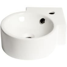17-3/8" Oval Vitreous China Wall Mounted Bathroom Sink with Overflow and 1 Faucet Hole