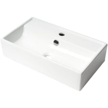 21-3/8" Rectangular Porcelain Wall Mounted Bathroom Sink with Overflow and 1 Faucet Holes at 0" Centers
