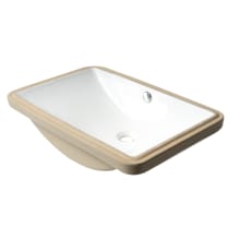 23-1/4" Rectangular Porcelain Undermount Bathroom Sink with Overflow and 0 Faucet Holes at 0" Centers
