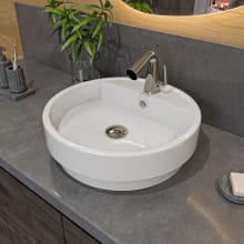 19-1/8" Circular Porcelain Drop In Bathroom Sink with Overflow and 1 Faucet Holes at 0" Centers