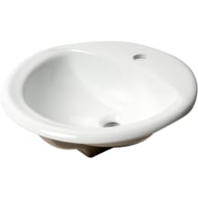20-7/8" Oval Porcelain Drop In Bathroom Sink with Overflow and 1 Faucet Holes at 0" Centers