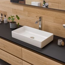 24" Rectangular Porcelain Vessel Bathroom Sink and 0 Faucet Holes at 0" Centers