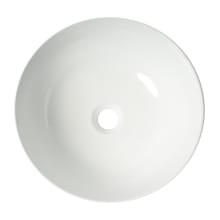 15-1/8" Circular Porcelain Vessel Bathroom Sink and 0 Faucet Holes at 0" Centers