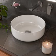 15-1/2" Circular Porcelain Vessel Bathroom Sink and 0 Faucet Holes at 0" Centers