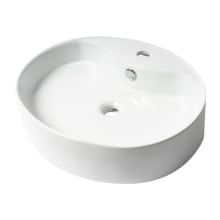 22" Oval Porcelain Vessel Bathroom Sink with Overflow and 1 Faucet Holes at 0" Centers