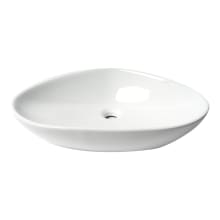23" Oval Porcelain Vessel Bathroom Sink and 0 Faucet Holes at 0" Centers