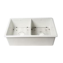 32" Drop In Double Basin Fireclay Kitchen Sink