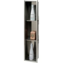 8" x 36" Stainless Steel Recessed Shower Niche with Vertical Triple Shelf