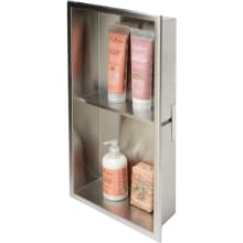 12" x 24" Stainless Steel Recessed Shower Niche with Vertical Double Shelf