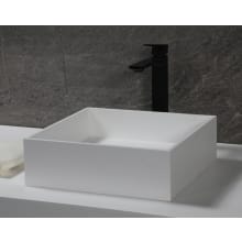 15-1/8" Square Resin Vessel Bathroom Sink and 0 Faucet Holes at 0" Centers