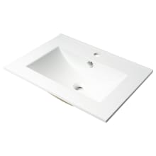 23-5/8" Rectangular Porcelain Drop In Bathroom Sink with Overflow and 1 Faucet Holes at 0" Centers