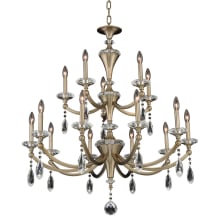 Floridia 15 Light 37" Wide Taper Candle Style Chandelier with Firenze Crystal