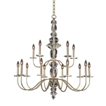 Bolivar 15 Light 38" Wide Taper Candle Style Chandelier with Firenze Crystal