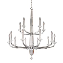 Palermo 15 Light 36" Wide Taper Candle Style Chandelier with Firenze Crystal
