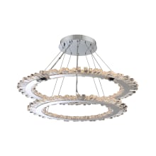 Quasar 2 Light 42" Wide LED Ring Chandelier with Firenze Crystal