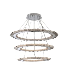 Quasar 3 Light 42" Wide LED Ring Chandelier with Firenze Crystal
