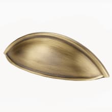 Contemporary Solid Brass 3.5" Center to Center Smooth Shell Cabinet Cup Pull