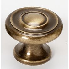 Knobs - 1" Ringed Round Solid Brass Mushroom Cabinet Knob / Drawer Knob