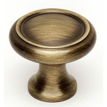 Knobs 1" Ringed Round Solid Brass Mushroom Cabinet Knob / Drawer Knob