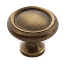 Knobs Pack of (10) - 1-1/4" Ringed Round Solid Brass Mushroom Cabinet Knob / Drawer Knob