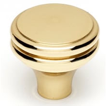 Knobs 1-1/4" Ringed Round Solid Brass Cabinet Knob / Drawer Knob