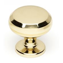 Knobs 1-1/4" Round Flat Beveled Edge Solid Brass Mushroom Cabinet Knob / Drawer Knob