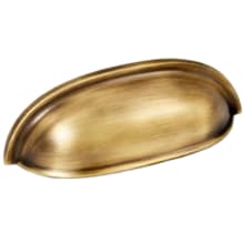 Rustic 3" Center to Center Solid Brass Smooth Shell Cabinet Cup Pull / Drawer Cup Pull