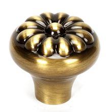 Bella 1-1/4" Solid Brass Round Embossed Flower Mushroom Cabinet Knob / Drawer Knob