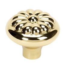 Bella 1-1/2" Round Embossed Flower Solid Brass Mushroom Cabinet Knob / Drawer Knob