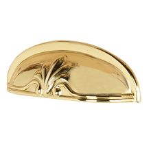 Bella 3" Center to Center Filigree Shell Solid Brass Cabinet Cup Handle / Drawer Cup Pull