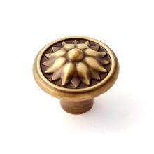 Fiore 1-1/4" Round Flower Sunflower Solid Brass Cabinet Knob / Drawer Knob / Bathroom Knob