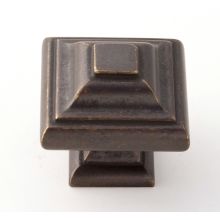 Geometric 1-1/4 Inch Tiered Square Solid Brass Cabinet Knob / Drawer Knob
