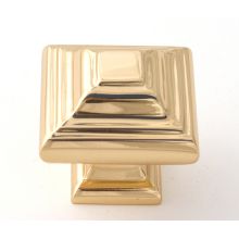 Geometric 1-1/4 Inch Tiered Square Solid Brass Cabinet Knob / Drawer Knob