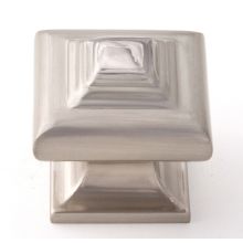 Geometric 1-1/4 Inch Tiered Square Solid Brass Cabinet Knob / Drawer Knob
