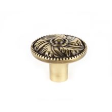 Hickory 1-1/2" Farmhouse Country Embossed Leaves Mushroom Solid Brass Cabinet Knob / Drawer Knob