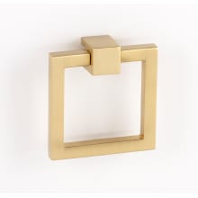 Modern Urban 2" Square Solid Brass Drop Ring Cabinet Pull with Square Mount