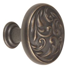 Ornate 1-1/2" Round Scrolled Edge Solid Brass Mushroom Cabinet Knob / Drawer Knob
