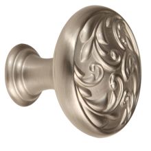Ornate 1-1/2" Round Scrolled Edge Solid Brass Mushroom Cabinet Knob / Drawer Knob