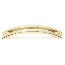 Modern Slit Top 4" Center to Center Arch Bow Solid Brass Barrette Style Cabinet Handle / Drawer Pull