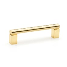 Vogue 3" Center to Center Modern Luxury Solid Brass Round Bar with Block Feet Cabinet Handle / Drawer Pull