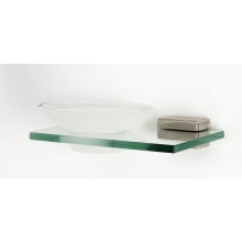 Cube Wall Mounted Frosted Glass Soap Dish with Brass Bracket and Glass Shelf