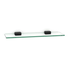Cube 18 Inch Wide Glass Shelf with Brass Mounting Brackets