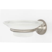 Royale 4-1/4" Wall Mounted Frosted Glass Bathroom Soap Dish with Brass Bracket