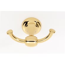 Royale 4-1/2" W Transitional Double Prong Solid Brass Bathroom Robe Towel Wall Utility Hook